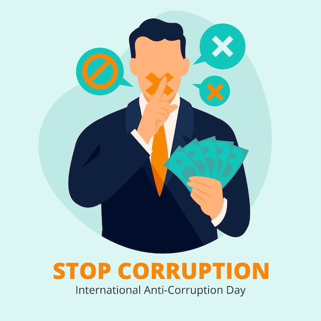 Free vector hand drawn flat anti corruption day illustration