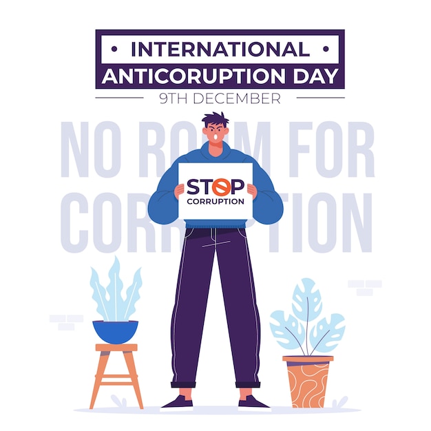 Free vector hand drawn flat anti corruption day illustration