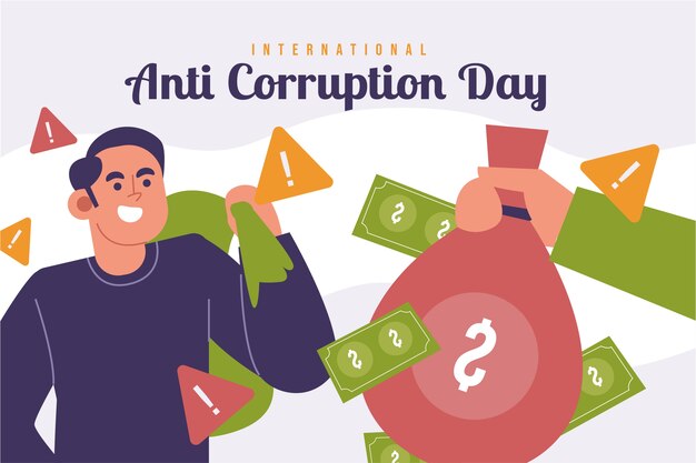 Hand drawn flat anti corruption day illustration