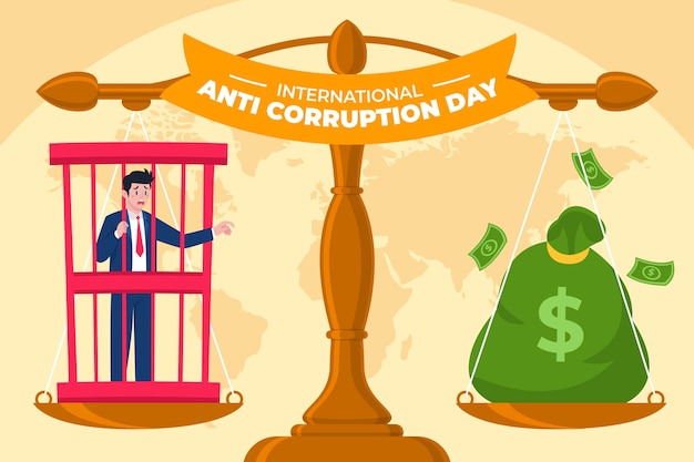 Hand drawn flat anti corruption day illustration