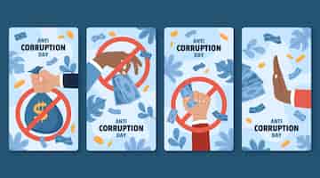 Бесплатное векторное изображение Ручной обращается плоский день борьбы с коррупцией сборник рассказов instagram