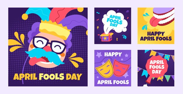 Free vector hand drawn flat april fools day ig post collection