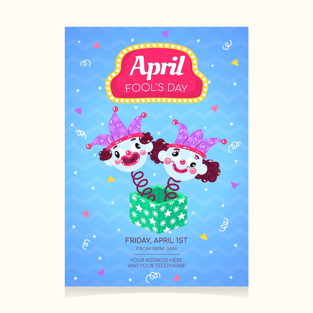 Free vector hand drawn flat april fools day poster/flyer