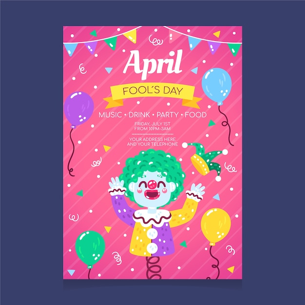 Free vector hand drawn flat april fools day poster/flyer