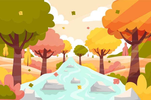 Hand drawn flat autumn background