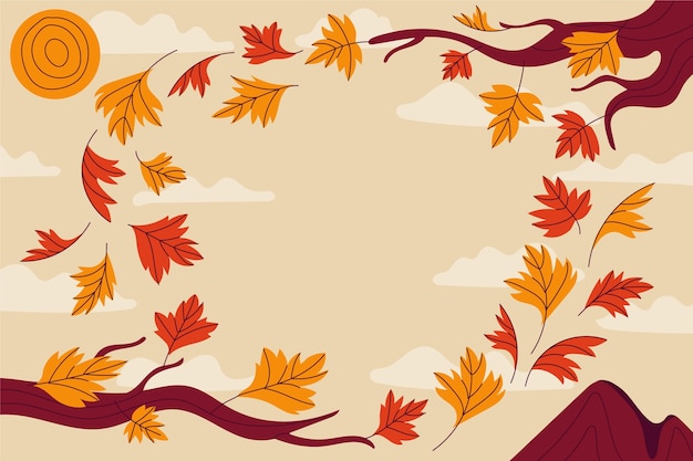 Hand drawn flat autumn background