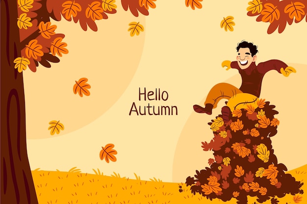 手描きの平らな秋の背景