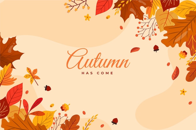 手描きの平らな秋の背景
