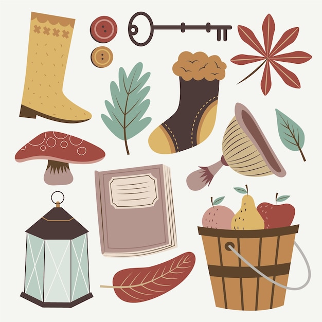 Free vector hand drawn flat autumn elements collection