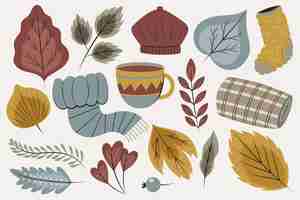 Free vector hand drawn flat autumn elements collection