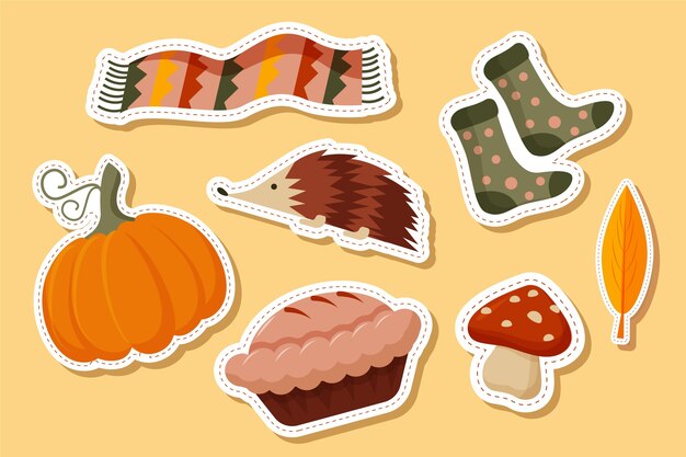 Hand drawn flat autumn elements collection