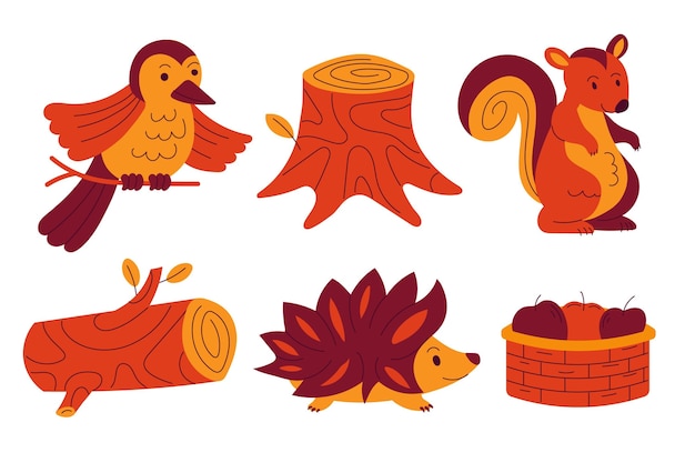 Free vector hand drawn flat autumn elements collection