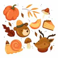 Free vector hand drawn flat autumn elements collection