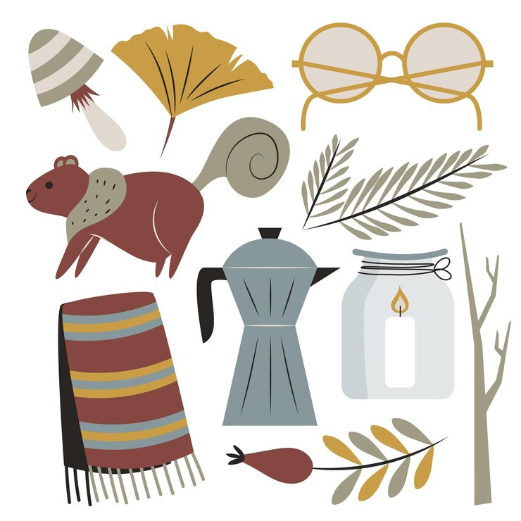 Free Vector hand drawn flat autumn elements collection