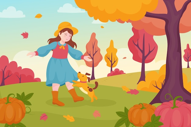 Free vector hand drawn flat autumn illustration