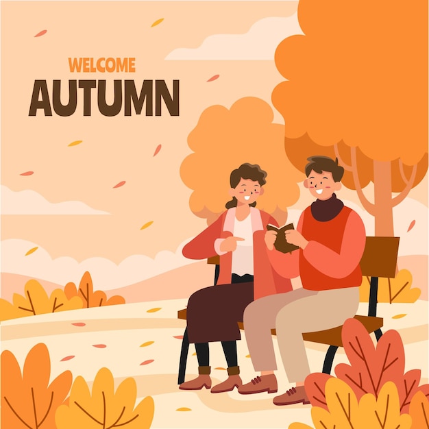 無料ベクター 手描きの平らな秋のイラスト