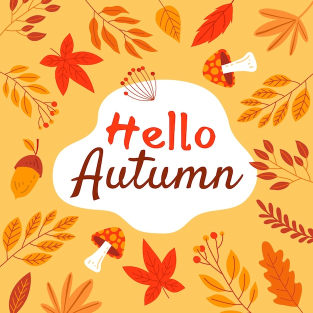 Hand drawn flat autumn illustration