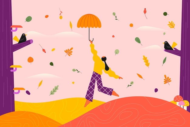 Free vector hand drawn flat autumn illustration