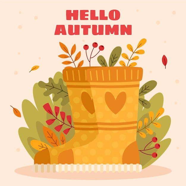 Hand drawn flat autumn illustration