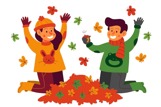 Hand drawn flat autumn illustration