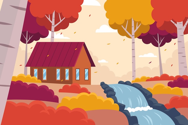 Hand drawn flat autumn illustration