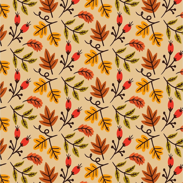 Free vector hand drawn flat autumn pattern design