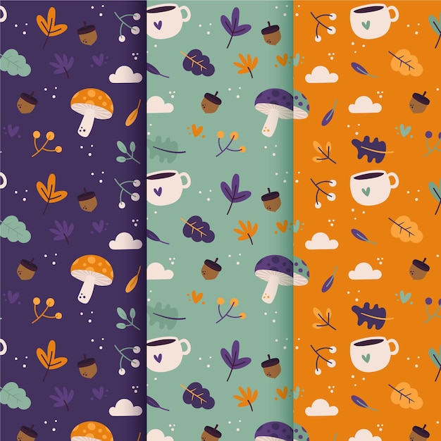 Free Vector | Hand drawn flat autumn patterns collection