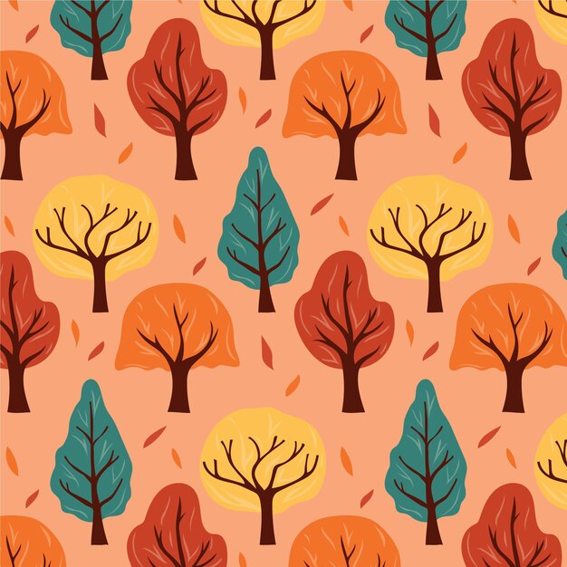 Hand drawn flat autumn patterns collection