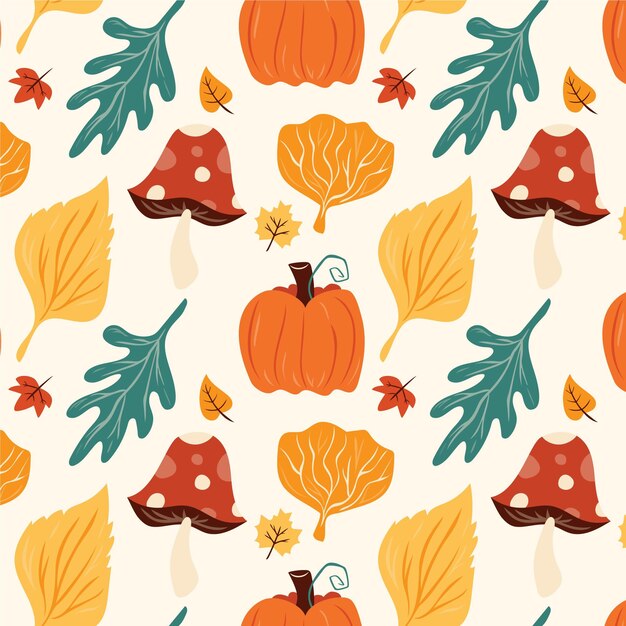 Hand drawn flat autumn patterns collection