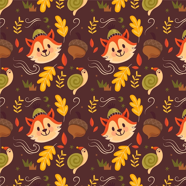 Hand drawn flat autumn patterns collection