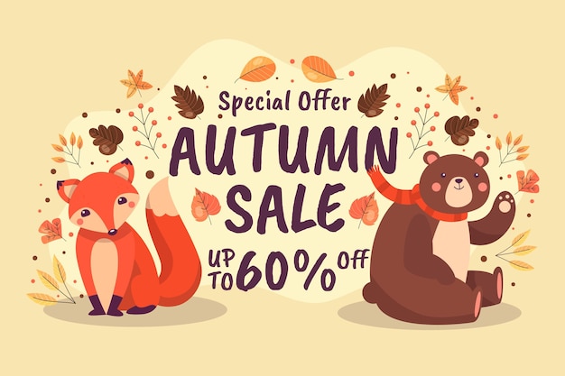 Hand drawn flat autumn sale background