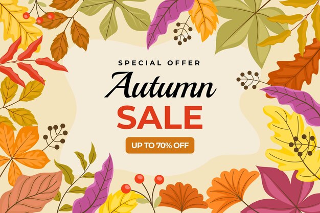 Hand drawn flat autumn sale background