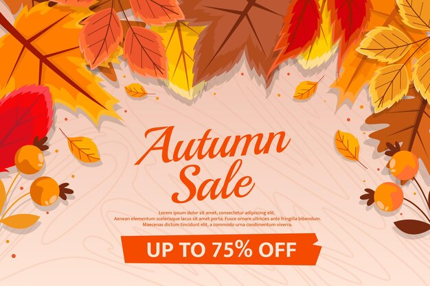 Hand drawn flat autumn sale background