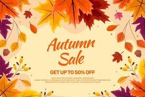 Free vector hand drawn flat autumn sale background