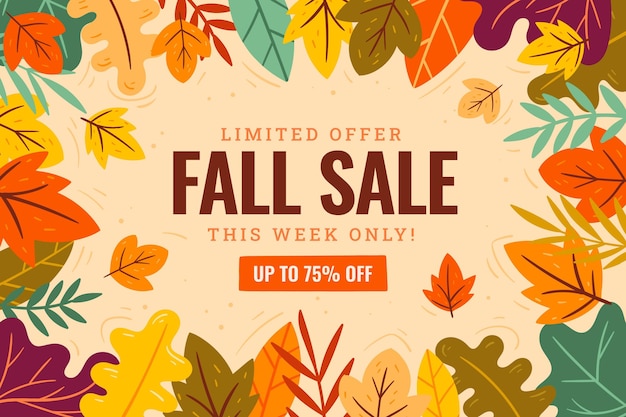 Free Vector hand drawn flat autumn sale background