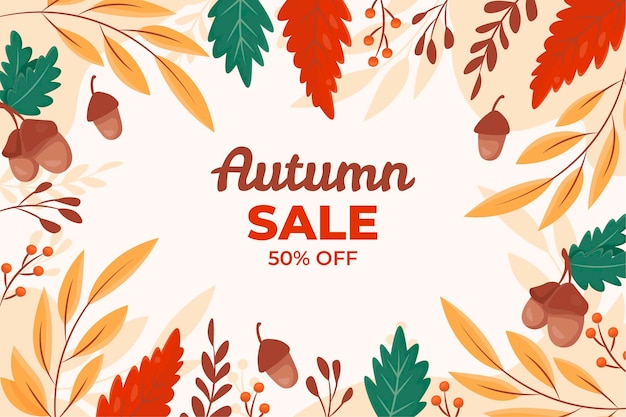 Free vector hand drawn flat autumn sale background