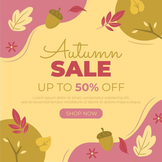 Hand drawn flat autumn sale background