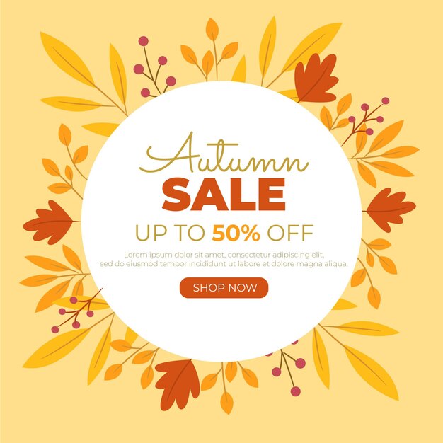 Hand drawn flat autumn sale background