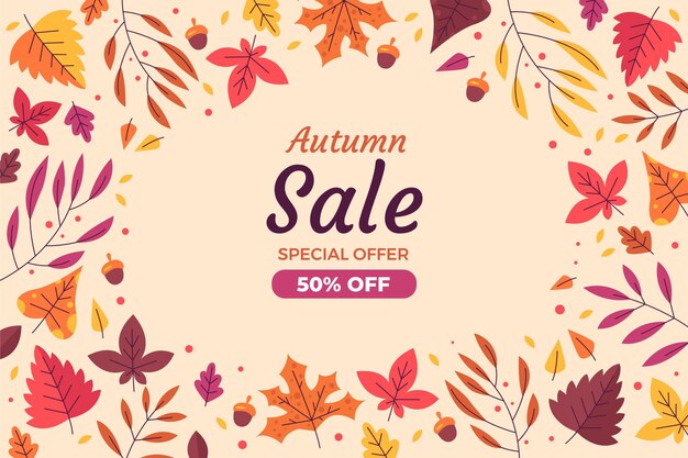 Free Vector hand drawn flat autumn sale background