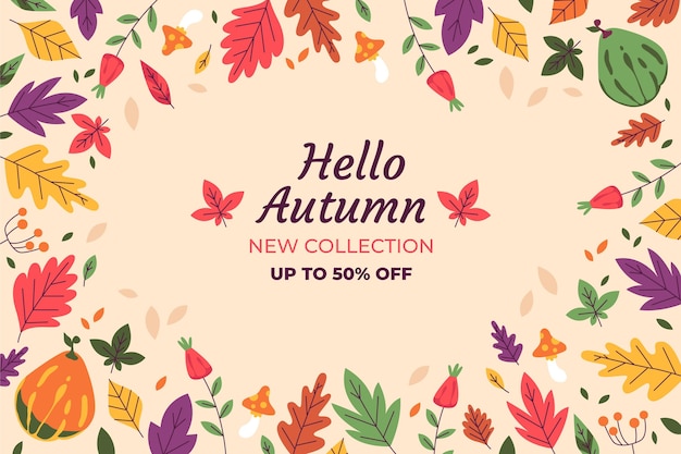 Hand drawn flat autumn sale background