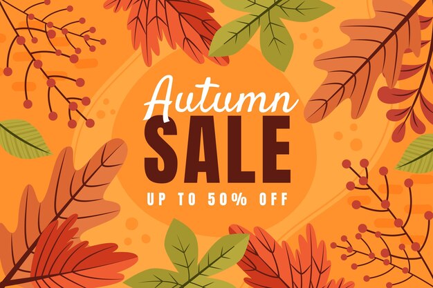 Hand drawn flat autumn sale background