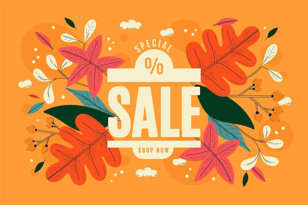 Free vector hand drawn flat autumn sale background