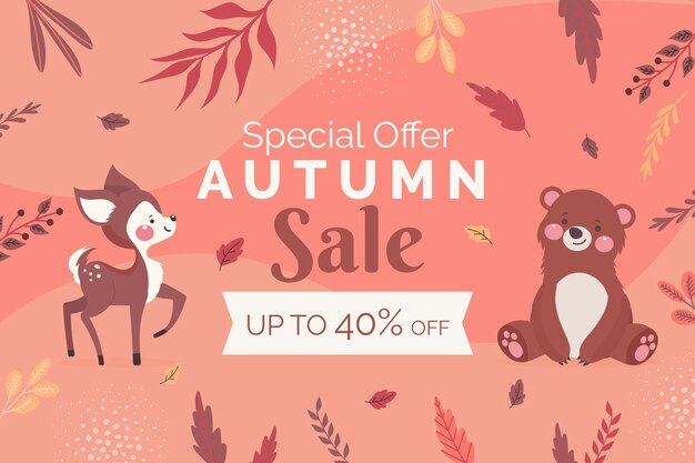 Hand drawn flat autumn sale background