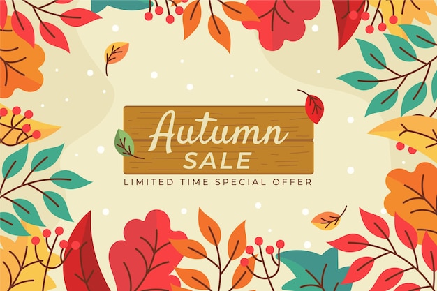 Free vector hand drawn flat autumn sale background