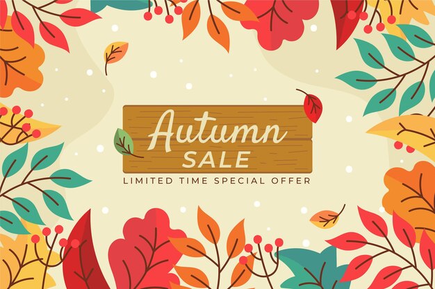 Free Vector hand drawn flat autumn sale background