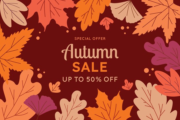 Hand drawn flat autumn sale background