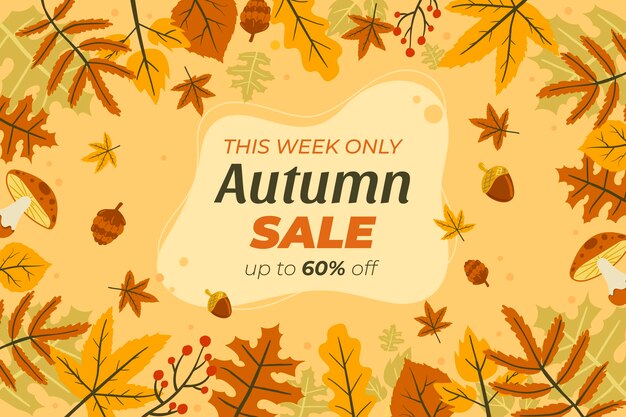 Free Vector hand drawn flat autumn sale background