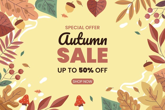 Free Vector hand drawn flat autumn sale background