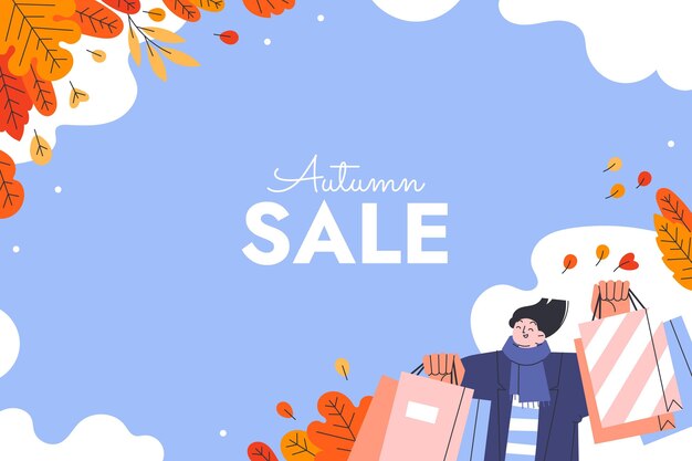 Hand drawn flat autumn sale background