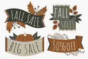 Free vector hand drawn flat autumn sale labels collection